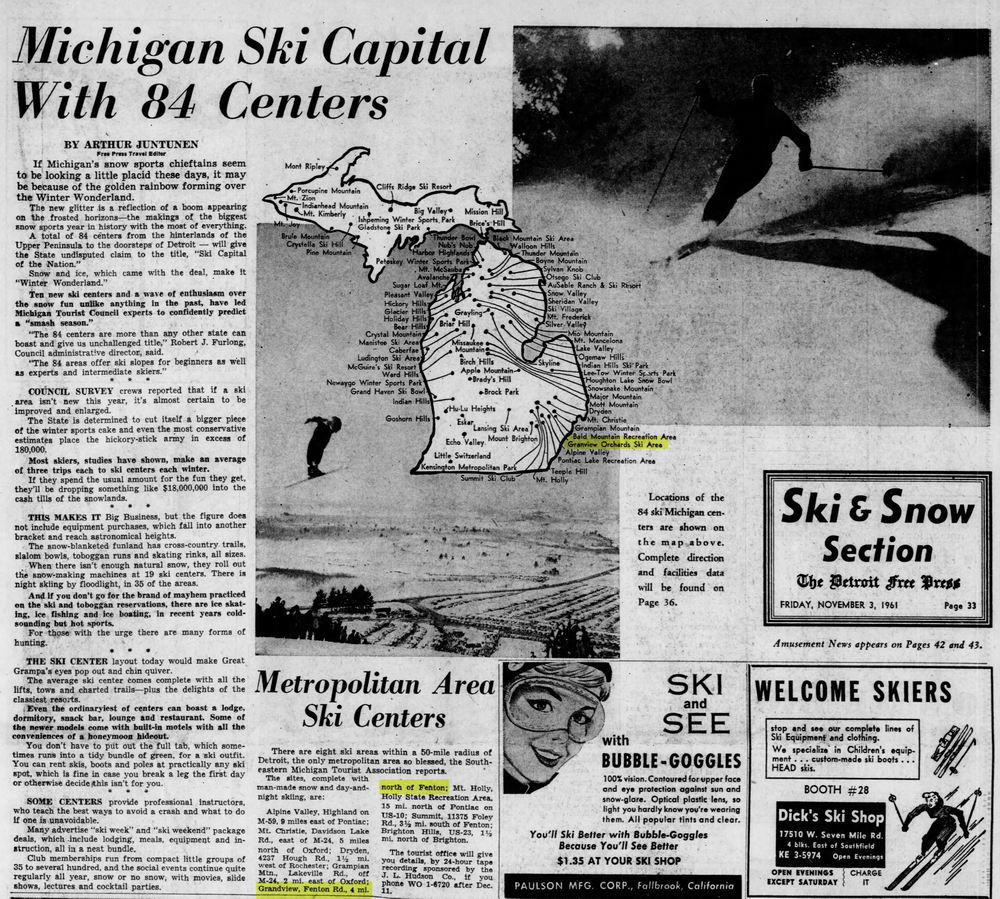 Granview Orchards Ski Area - Nov 3 1961 Article